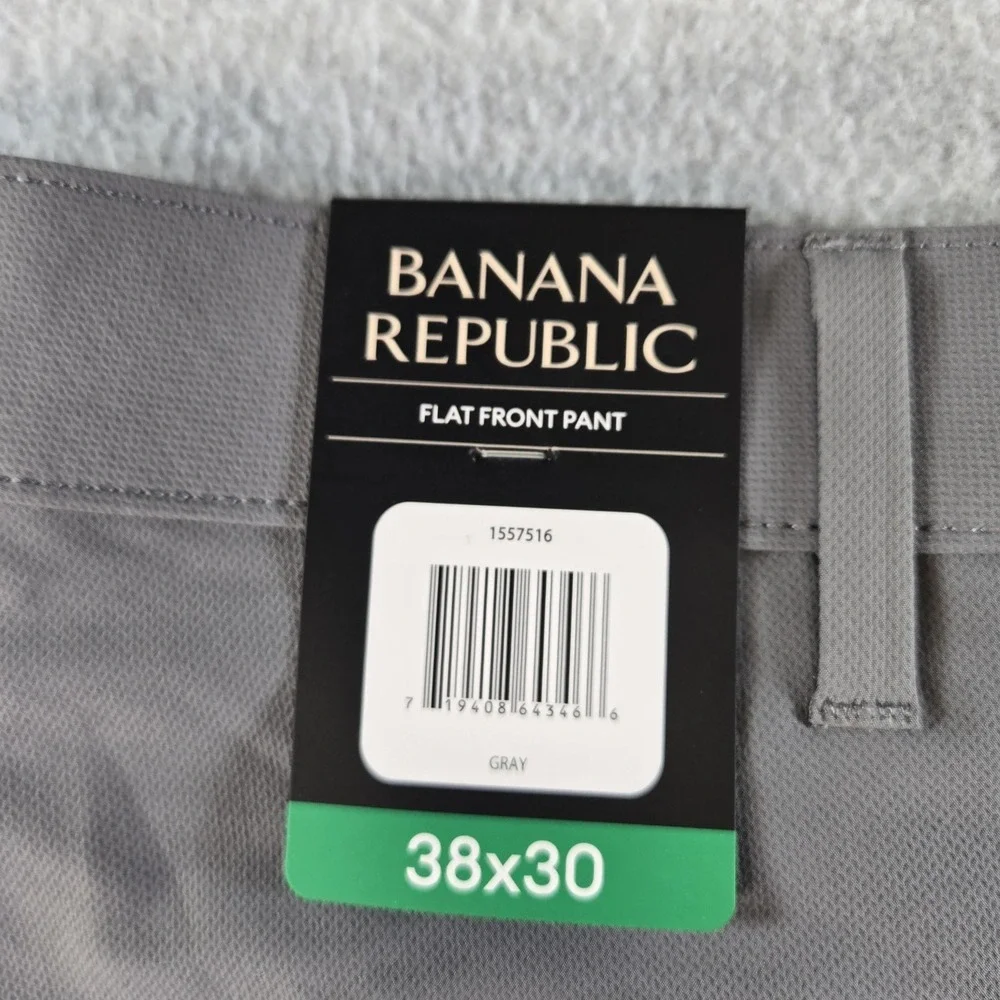 Banana Republic Pants Mens 38x30 Gray Chino Slim Microfiber Flat‎ Front Pockets